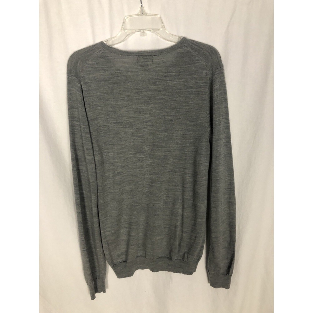 H&M Merino Wool Sweater Men's Size M Gray Lightweight Longsleeve V Neck - Picture 6 of 7